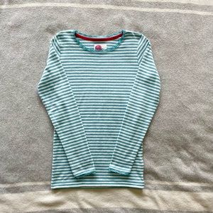 Mini Boden Blue Pointelle Striped Tshirt, Size 11-12, new without tags!